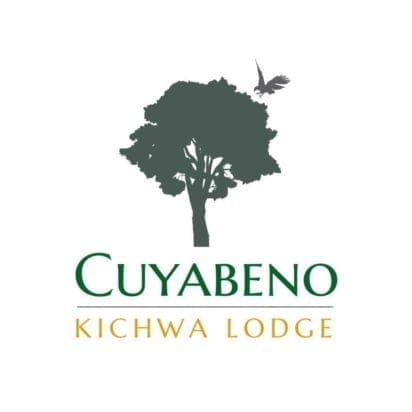 Our Logo includes a large tree with a harpy eagle landing in its canopy with the words Cuyabeno Kichwa Lodge below the image